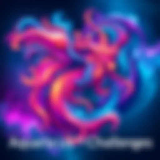 An artistic representation of the Aquarius zodiac sign with swirling colors symbolizing challenges, self-doubt, and family issues.