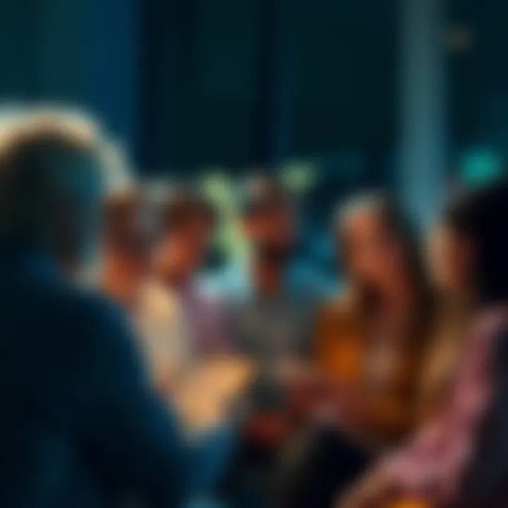 A group of Aquarius individuals gathered, discussing their beliefs in astrology, looking thoughtful and engaged.