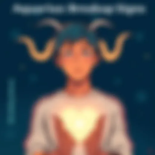 An illustration showing an Aquarius person displaying body language during a breakup, highlighting subtle cues of emotional distancing