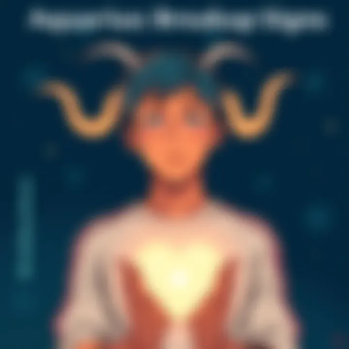 An illustration showing an Aquarius person displaying body language during a breakup, highlighting subtle cues of emotional distancing