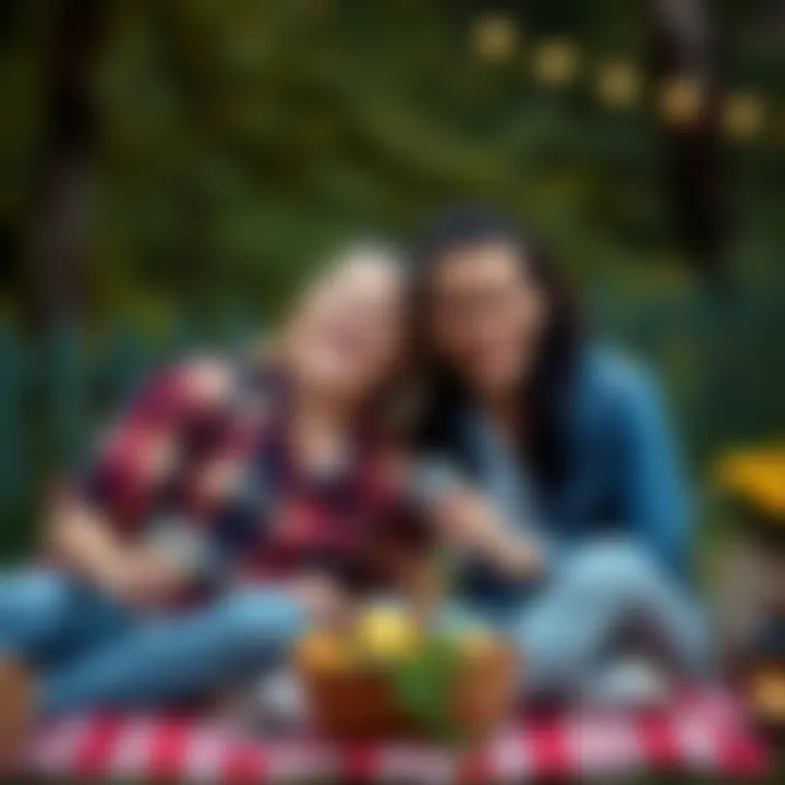 A happy Aquarius and Capricorn couple enjoying a picnic outdoors, sharing laughter and love.