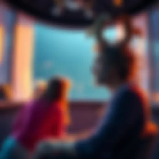 An Aquarius person speaking openly with empathy and honesty, surrounded by a calm atmosphere that encourages deep conversations.