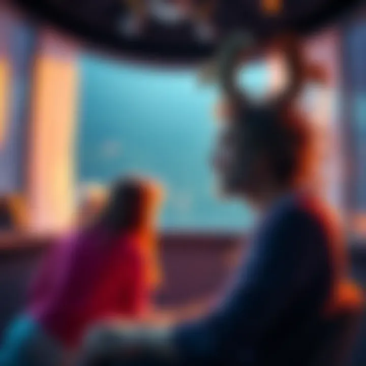 Aquarius Communicating An Aquarius person speaking openly with empathy and honesty, surrounded by a calm atmosphere that encourages deep conversations.