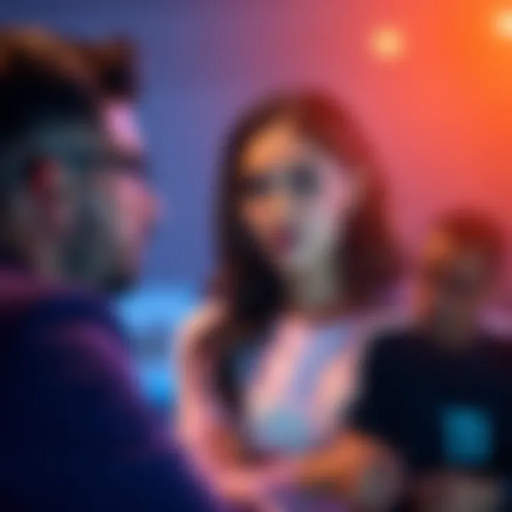 An Aquarius woman looking engaged while talking with a man about deep topics, showing interest and critical thinking.