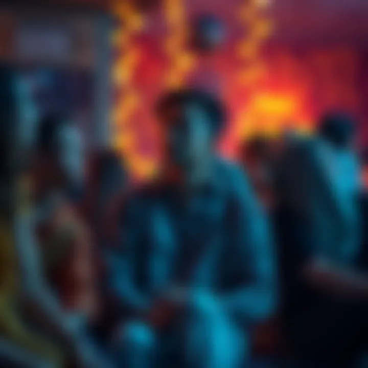 An Aquarius empath sitting with friends, looking thoughtful and contemplative, surrounded by a mix of supportive and fake friends, illustrating the emotional struggles of inauthentic relationships.