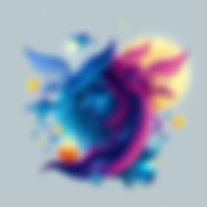 A colorful illustration showing the traits of an Aquarius with a Gemini Moon, featuring elements like water and air symbols to represent their personality.