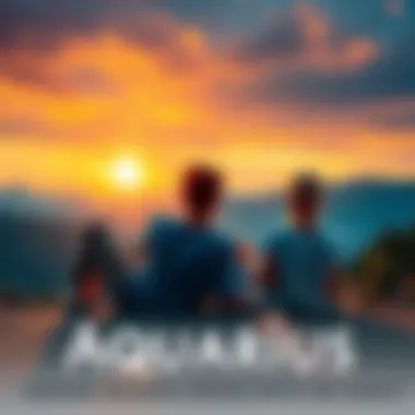 Two Aquarius people relaxing alone in a serene setting, reflecting on their time spent with friends.