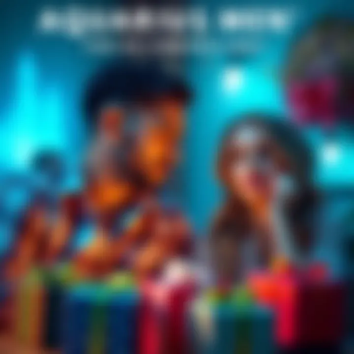 A woman looks thoughtful while talking to an Aquarius man who appears controlling, surrounded by gifts, illustrating the complex dynamics of their relationship.