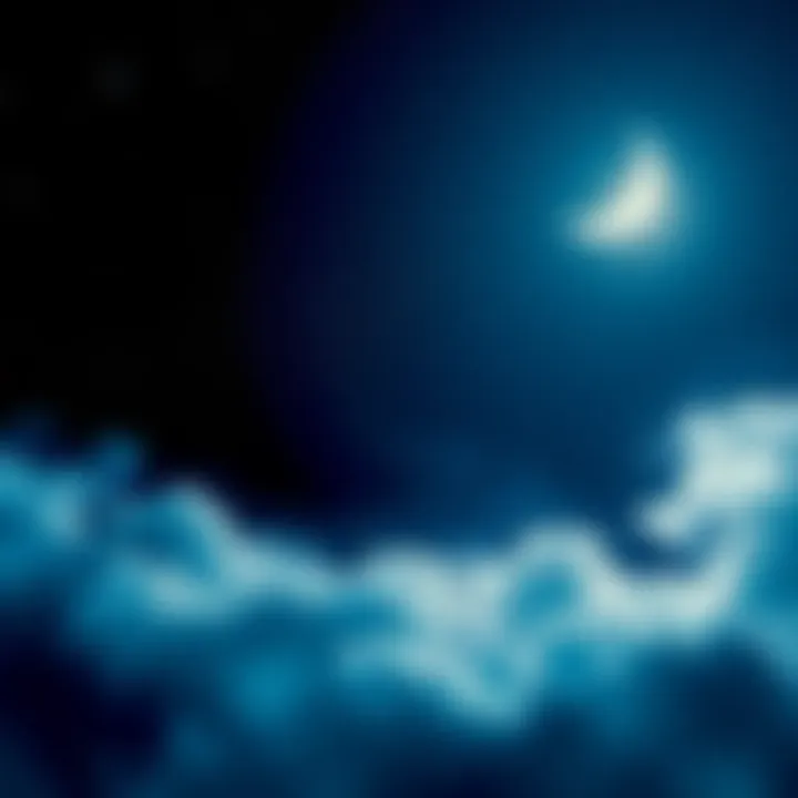 A dreamy night sky featuring stars and a crescent moon, symbolizing the emotional and independent nature of Aquarius Moons in love.
