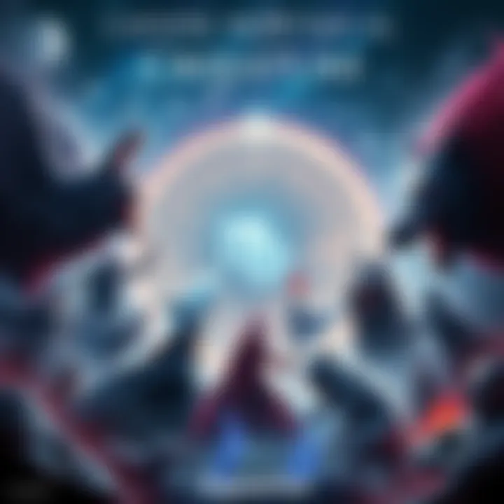 A mystical scene featuring an Aquarius symbol surrounded by mythical creatures like witches, vampires, and werewolves, inviting choices for the ideal form.