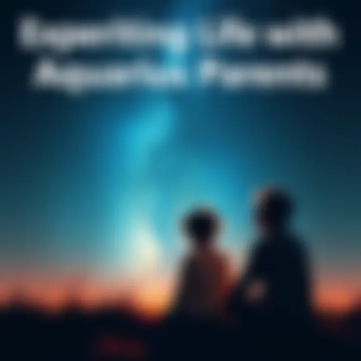 Aquarius Parent and Child Together A parent and child sitting under a starry sky, sharing a moment, representing the bond between an Aquarius parent and their child.