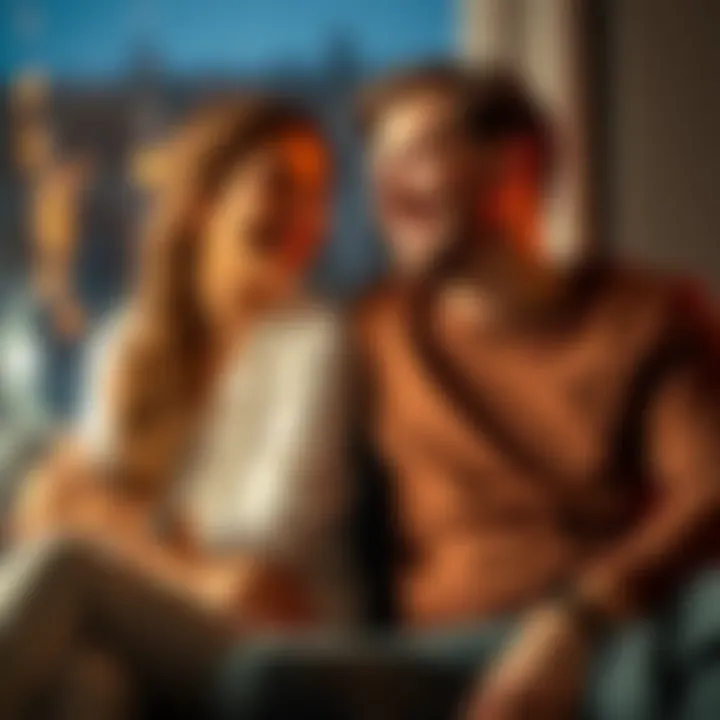 An Aquarius woman and a Pisces man sitting together, sharing a warm laugh and enjoying their time, representing love beyond zodiac signs.