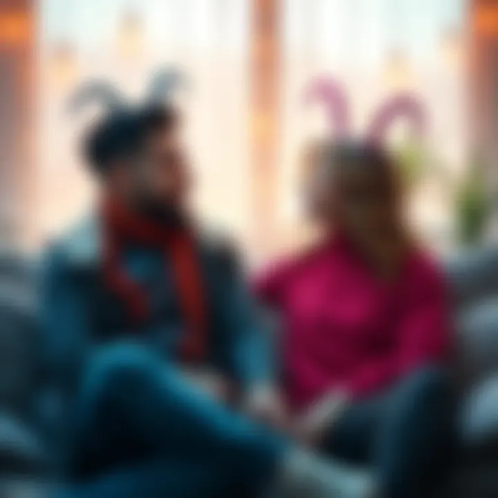 Aquarius and partner talking calmly An Aquarius person and their partner sharing a moment of understanding and support while sitting together in a cozy setting