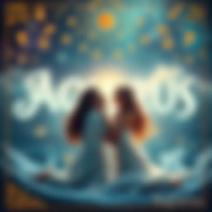A serene representation of an Aquarius couple celebrating their connection amidst celestial motifs, embodying the beauty of long-term relationships.