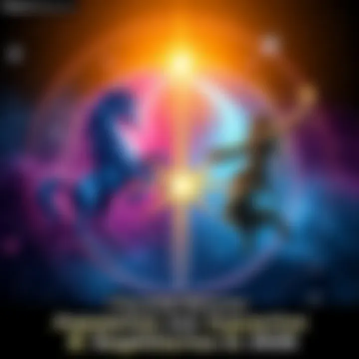 Aquarius and Sagittarius Zodiac Signs A visual comparison of Aquarius and Sagittarius symbols with a starry background, highlighting their traits