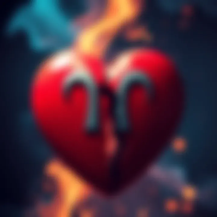 Aquarius zodiac sign symbol surrounded by a broken heart, representing emotional connections and exes reconnecting.
