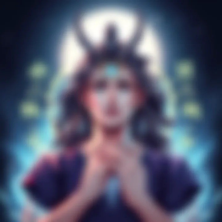 An illustration of an Aquarius individual showcasing unique abilities like clairvoyance and discernment, surrounded by zodiac symbols.