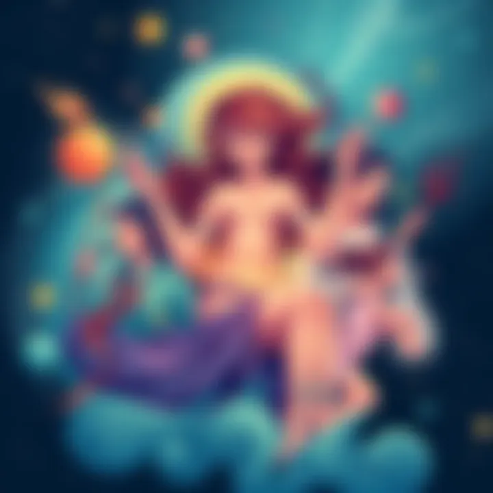 Aquarius Venus Traits A vibrant illustration showing different personality traits that attract Aquarius Venus individuals, including creativity and independence, set against a cosmic background.