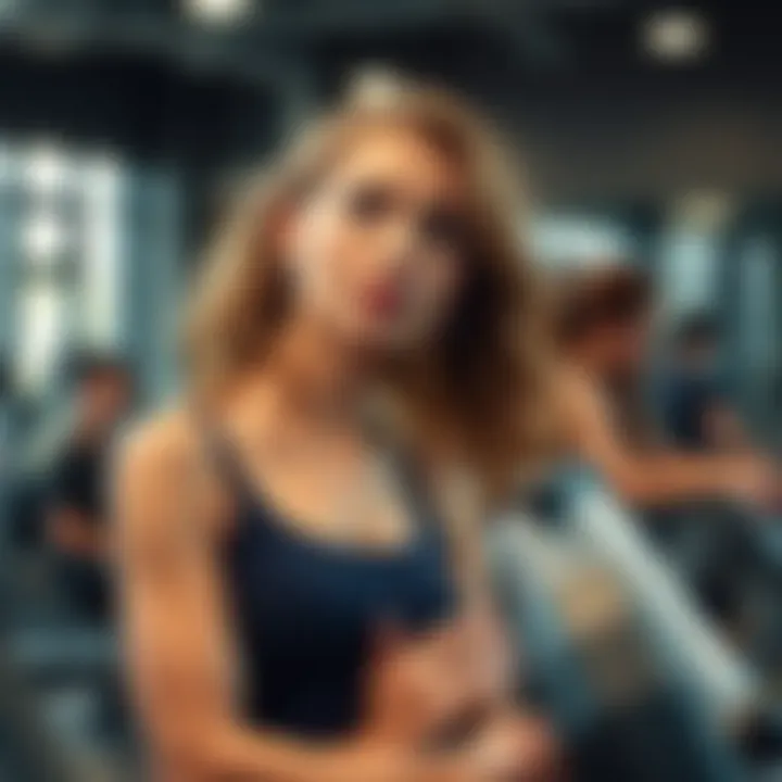 An Aquarius woman appears thoughtful while working out at the gym, showing mixed emotions that leave a Leo woman unsure about pursuing a connection.