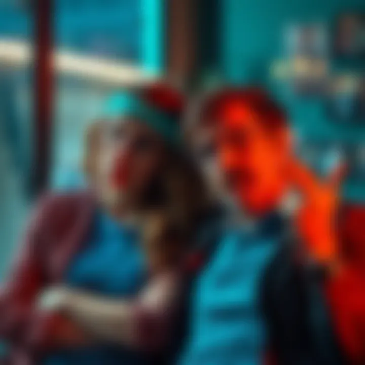 Aquarius woman looking displeased while interacting with a man displaying arrogance and poor hygiene