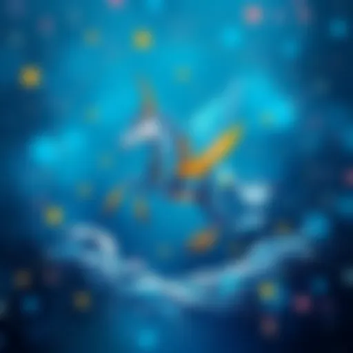 A colorful representation of the Aquarius zodiac sign with water symbols and stars, showcasing its unique traits in astrology.