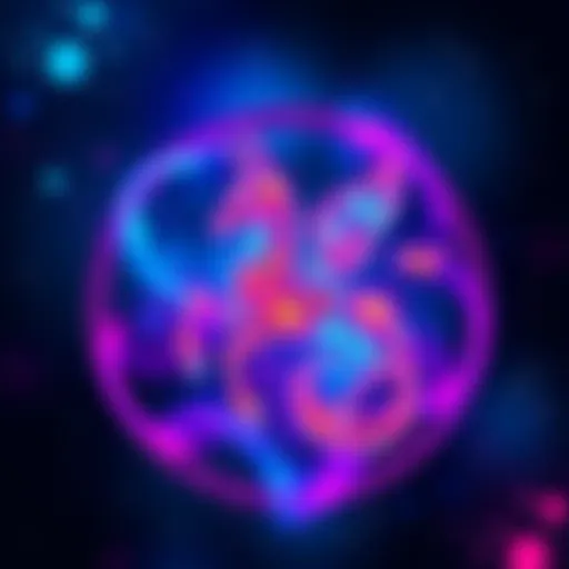 A colorful representation of the Aquarius zodiac sign symbol with stars and zodiac elements in the background.