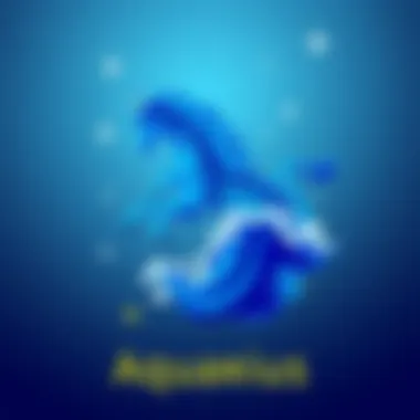A bright blue illustration of the Aquarius zodiac sign, featuring waves and stars, symbolizing its unique traits and influence on modern culture.