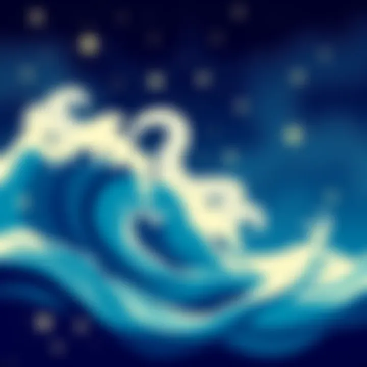 A bold illustration featuring the Aquarius zodiac sign, highlighting its unique traits and characteristics. The design shows water waves and stars, symbolizing the intensity of Aquarians born in Janua...