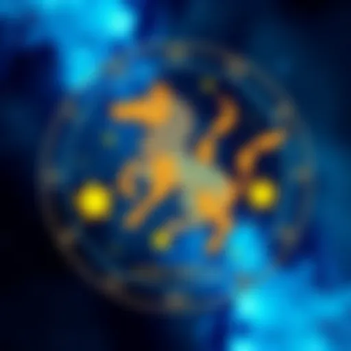 An illustration of the Aquarius zodiac symbol surrounded by stars, highlighting themes of risk and boldness.