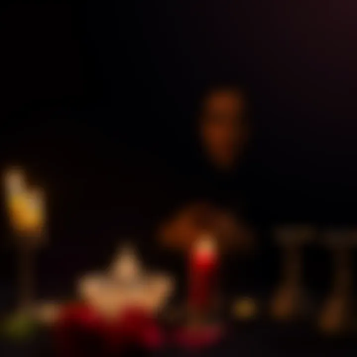Arabic and Turkish Love Spell Ritual A person performing a love spell ritual with candles and symbols associated with Arabic and Turkish traditions, set against a dark background.