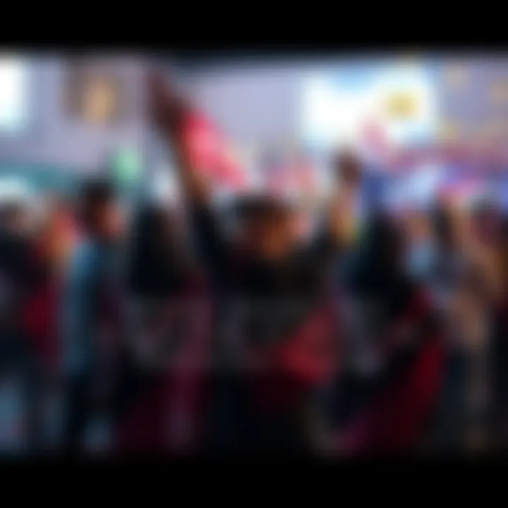 A diverse group of Arab-Americans engaging in a community event, showcasing cultural pride and identity