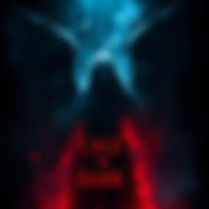 A mystical portrayal of Archangel Michael enveloped in shadows, symbolizing the intersection of light and dark arts.