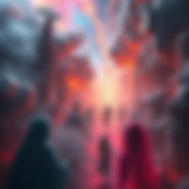 Aridaeus's Vision of the Afterlife A colorful depiction of Aridaeus's journey into the afterlife filled with vibrant souls and stunning colors