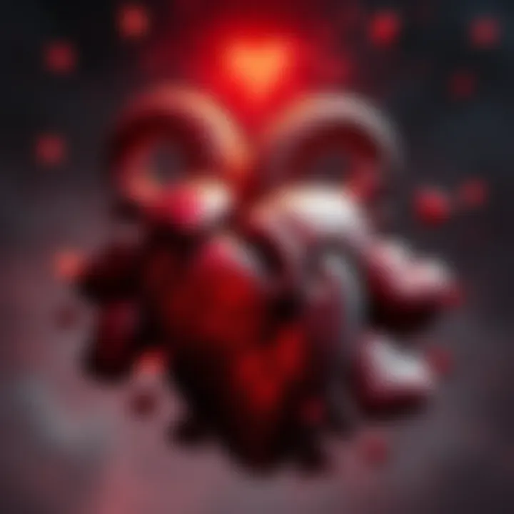 A symbolic representation of the Aries zodiac sign intertwined with images of hearts, illustrating the complexities of love and relationships for Aries individuals.