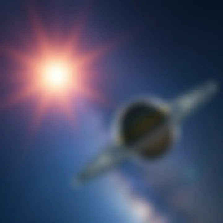 A bright starry sky with a large Aries symbol and Saturn planet, representing personal growth and transformation during the Saturn Return in Aries.