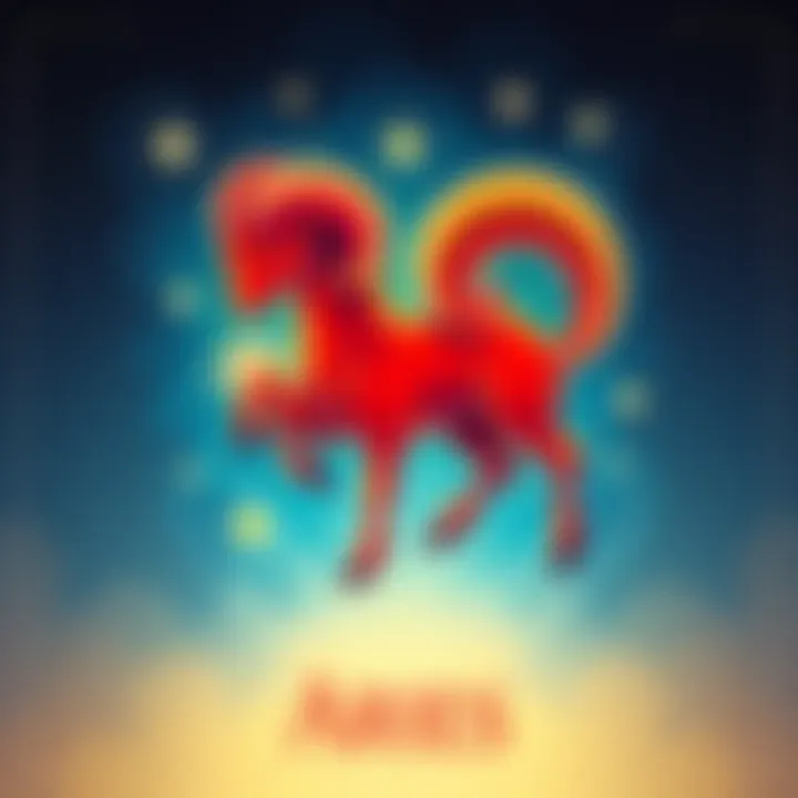 A vibrant illustration of the Aries zodiac symbol, featuring a ram, surrounded by stars and a celestial background, representing its significance in astrology after breakups.