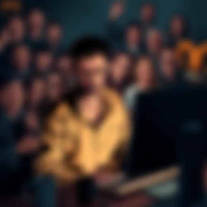 An Aries person sitting at a computer, looking frustrated while sharing repetitive posts online, surrounded by humorous reactions from people.