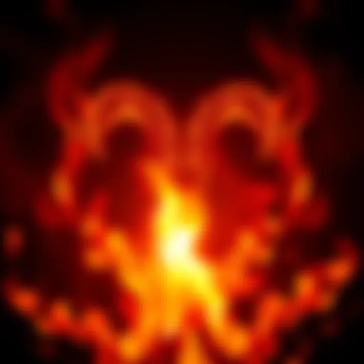 A bold Aries symbol surrounded by vibrant flames, representing energy and passion.