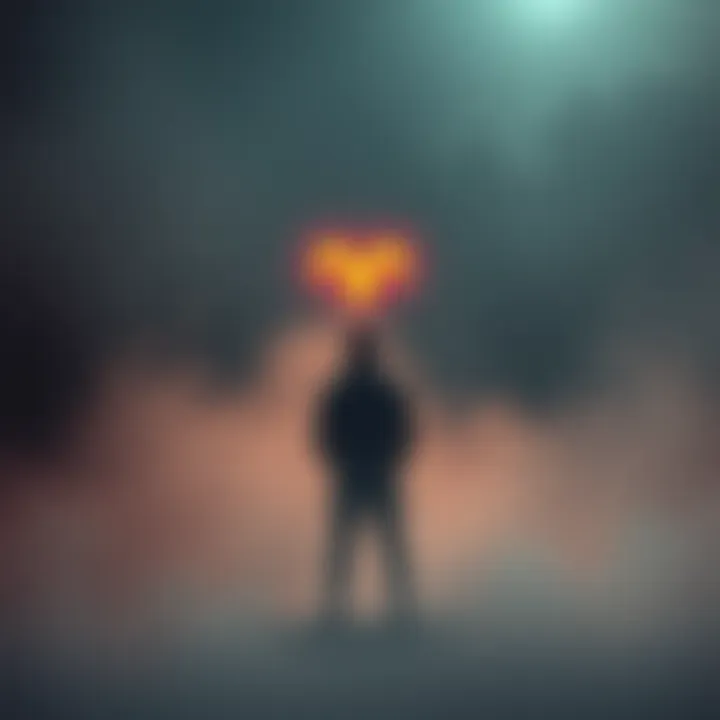 A person with Aries symbol stands confidently amidst a foggy background, representing ambition and uncertainty in 2026.