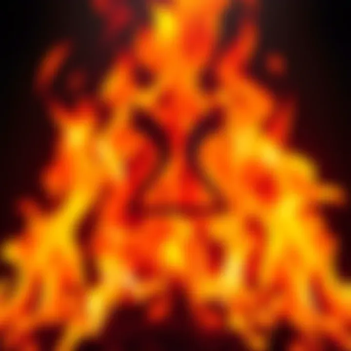 Aries symbol with flames A graphic of the Aries zodiac symbol surrounded by colorful flames, representing passion and temperament.