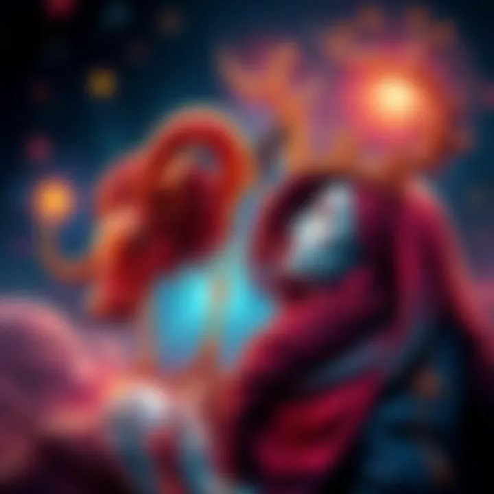 A visual representation of Aries and Virgo signs with elements symbolizing their traits and compatibility.