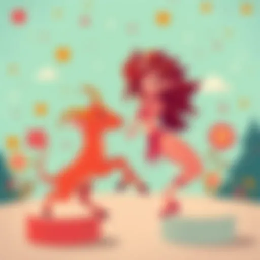 An illustration showing Aries and Virgo symbols trying to connect, depicting their contrasting natures with a playful background.