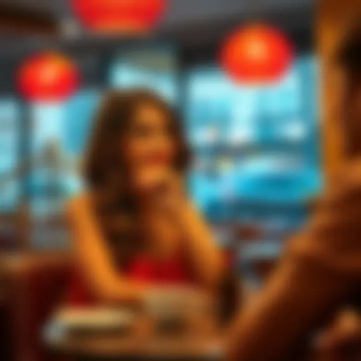 An Aries woman playfully flirting with someone at a cafe, showcasing her interest and attraction.