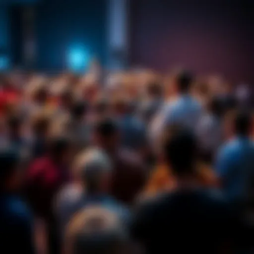 A crowd gathered at a press conference with the Arizona governor discussing the Phoenix lights incident, expressing mixed reactions.