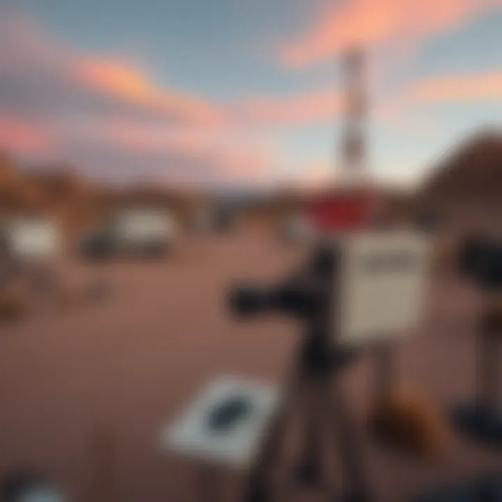 A view of the site where Art Bell made his final broadcasts, surrounded by the desert landscape of Pahrump, Nevada, with a nostalgic atmosphere.