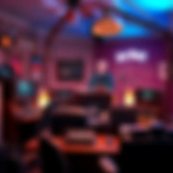 Art Bell's Classic Radio Show A vintage radio setup featuring Art Bell hosting his iconic 90s radio show, with retro decorations and a warm ambiance.