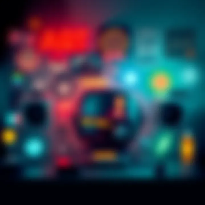 A captivating collage reflecting the essence of Art Bell's legendary radio shows with iconic symbols of the '90s and early 2000s