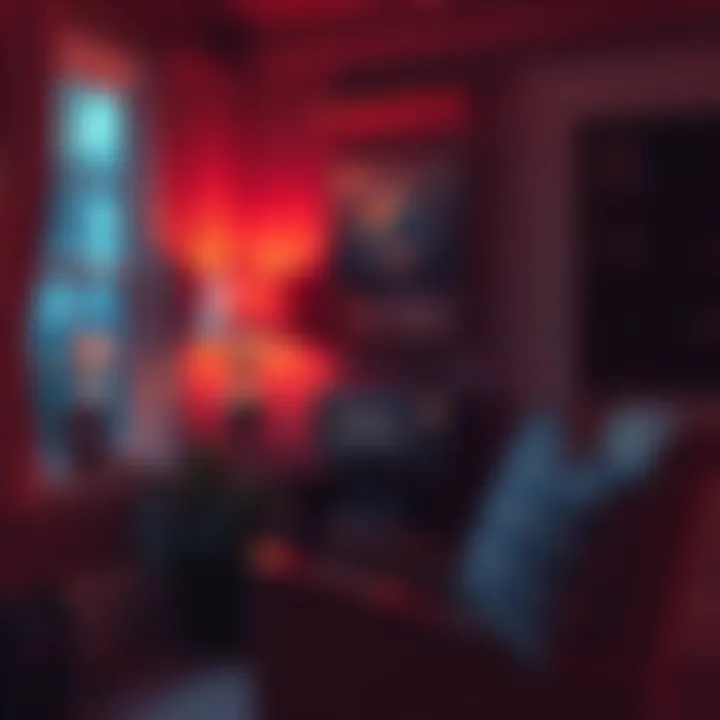 A cozy nighttime scene with a vintage radio playing Art Bell's show, surrounded by soft lighting and a comfortable chair, perfect for late-night listening.