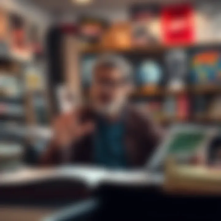 A man with glasses discussing various mainstream and paranormal topics in a studio setting, surrounded by books and papers.
