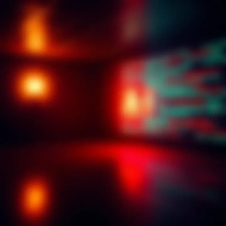 A darkened room illuminated by a glowing computer screen displaying code and digital symbols, representing the complexity and hidden dangers of AI technology.
